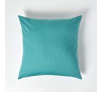 HOMESCAPES Teal Pure Egyptian Cotton Euro Size Pillowcase 60 x 60 cm 200 TC 400 Thread Count Percale Equivalent Large Square Pillow Case with Zip Pack of 2