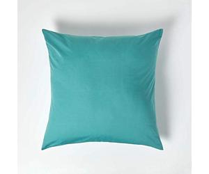 HOMESCAPES Teal Pure Egyptian Cotton Euro Size Pillowcase 80 x 80 cm 200 TC 400 Thread Count Percale Equivalent Large Square Pillow Case with Zip