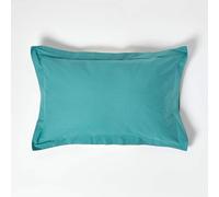 HOMESCAPES Teal Pure Egyptian Cotton Oxford Pillowcase Standard Size 200 TC 400 Thread Count Percale Equivalent Pillow Case Pack of 2