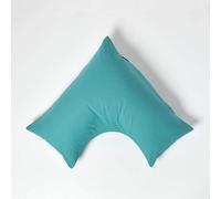 HOMESCAPES Teal Pure Egyptian Cotton V-Shape Pillowcase 200 TC 400 Thread Count Percale Equivalent Pillow Case For Nursing Pregnancy and Elderly Pack of 4