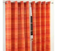 Cotton Morocco Striped Curtain Pair Homescapes Terracotta 167cm width x 228cm drop