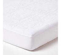 HOMESCAPES 90 x 200 cm Euro Single Terry Towelling Waterproof Mattress Protector 100% Cotton Terry Pile Top Breathable Hypoallergenic Washable Protector with Fully Elasticated Stretch Fabric Skirt