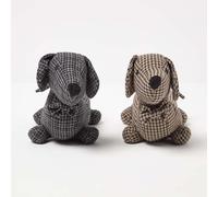 HOMESCAPES Textured Dachshund Dog Door Stops, Set of 2 in Grey and Brown, 35 cm, Luxuriously Soft Material Animal Door Stoppers for Home or Office Heavy 1.5 kg