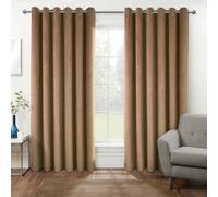 Thermal 100% Blackout Velvet Curtains Homescapes Beige 117cm width x 183cm drop