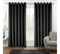 Homescapes Thermal 100% Blackout Grey Velvet Curtains, 117 X 183 Cm (46" X 72")