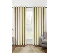 HOMESCAPES Cream Velvet Blackout Curtains 46" x 72" (117 x 183 cm) Eyelet Thermal Insulated Curtains with 100% Ultra Blackout 3 Pass Coating Fully Lined Readymade Curtains