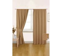 Homescapes Thermal Pencil Pleat Blackout Curtain Pair In Beige Beige