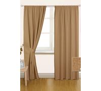 (W 167cm x Drop 182cm, Latte) Pencil Pleat Blackout Curtain Pair