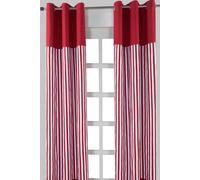 Homescapes Thick Red Stripe Ready Made Eyelet Curtain Pair | Size: 117 cm width x 137 cm drop Homescapes Red 117 cm width x 137 cm drop