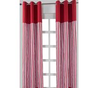 Thick Red Stripe Ready Made Eyelet Curtain Pair Homescapes Red 140cm width x 183cm drop