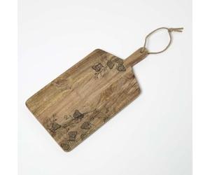 HOMESCAPES Thick Wooden Chopping Board, Premium Mango Wood Cutting Board, Etched Strawberries, Durable, Kitchen Food Safe for Craving Meat, Cutting Vegetables, Serving Cheese & Bread - 50 x 25 x 2cm