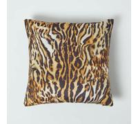 Homescapes Tiger Print Velvet Cushion 46 x 46 cm in Gold Homescapes Gold 46 x 46 cm