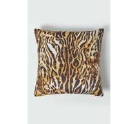 Homescapes Tiger Print Velvet Cushion 46 x 46 cm in Gold Homescapes Gold 46 x 46 cm