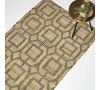 HOMESCAPES Tiran Brown Geometric Handwoven Jute Rug - 160 x 230 cm