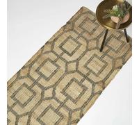HOMESCAPES Tiran Brown Geometric Handwoven Jute Rug - 66 x 200 cm