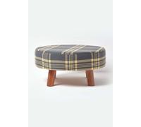 Homescapes Traditional Tartan Flat Footstool With Legs In Grey Grey