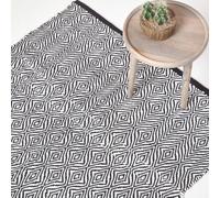 Homescapes Trance Black And White Diamond Pattern Recycled Fibre Rug, 120 X 170 Cm