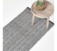 Homescapes Trance Diamond Pattern Recycled Fibre Rug - Black / 200cm
