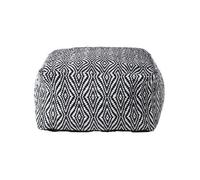 Homescapes Trance Black And White Diamond Pattern Recycled Fibre Square Bean Filled Pouffe, 60 Cm