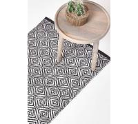 Homescapes Trance Black And White Fibre Hall Runner, 66 X 200 Cm Black 66cm x 200cm