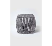 Homescapes Trance Diamond Pattern Square Bean Filled Pouffe, 40 Cm In Black