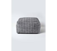 Trance Diamond Pattern Square Bean Filled Pouffe, 60 cm Homescapes Black One Size