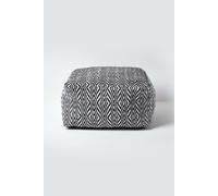 (60 x 60 x 30 cm) Trance Black and White Diamond Pattern Recycled Fibre Square Bean Filled Pouffe