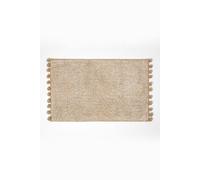 Homescapes Tufted Bath Mat 100% Cotton With Pom Pom Edges In Beige Beige