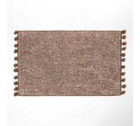 Homescapes Tufted Chocolate Brown 100% Cotton Bath Mat With Pom Pom Edges 50 X 80 Cm
