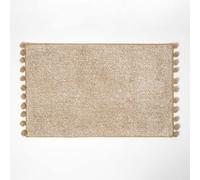 Homescapes Tufted Natural 100% Cotton Bath Mat With Pom Pom Edges 50 X 80 Cm