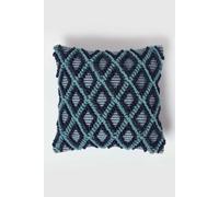Homescapes Tula Handwoven Textured Navy & Teal Cushion | Size: 45 cm x 45 cm Homescapes Navy 45 cm x 45 cm