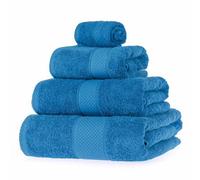 HOMESCAPES Cobalt Blue Turkish Cotton 4 Piece Towel Set Soft & Absorbent 500 GSM Heavyweight Face Cloth, Hand Towel, Bath Towel & Bath Sheet Towel Bale