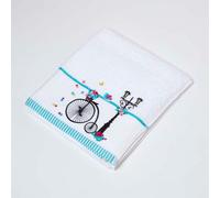 (Hand Towel) Turkish Cotton Embroidered Bicycle White
