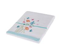 HOMESCAPES 100% Turkish Cotton 'Floral Butterfly' White Hand Towel Colourful Butterfly and Flowers