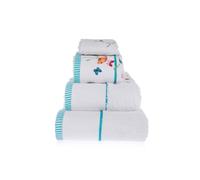 HOMESCAPES 100% Turkish Cotton 'Floral Butterfly' White Bath Towel Colourful Butterfly and Flowers