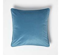HOMESCAPES Turquoise Green Velvet Cushion 46 x 46 cm Super Soft Velvet Scatter Cushion with Piped Edge & Super Microfibre Cushion Insert Included Throw Pillow for Sofa or Bed