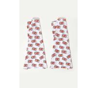 HOMESCAPES White Tea Towels with Union Jack Design 100% Cotton Set of 2 Super Absorbent Lint Free Kitchen Towels 45 x 65 cm