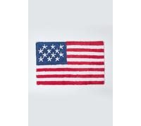 HOMESCAPES 100% Cotton Washable Tufted Bath Mat USA Flag Stars and Stripes - 50 x 80 cm