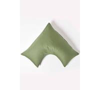 Homescapes V Shaped Pillowcase Sateen Cotton 400 Thread Count In Green Green