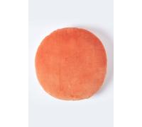 HOMESCAPES Burnt Orange Round Velvet Cushion Super Soft Cotton Velvet Luxury Filled Scatter Cushion Thick Plain Accent Throw Pillow for Sofa and Bed Decoration, 40cm (15") Diameter