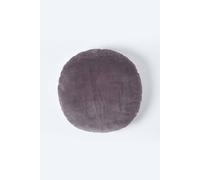HOMESCAPES Dark Grey Round Velvet Cushion Super Soft Cotton Velvet Luxury Filled Scatter Cushion Thick Plain Charcoal Accent Throw Pillow for Sofa and Bed Decoration, 40cm (15") Diameter