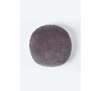 HOMESCAPES Dark Grey Round Velvet Cushion Super Soft Cotton Velvet Luxury Filled Scatter Cushion Thick Plain Charcoal Accent Throw Pillow for Sofa and Bed Decoration, 40cm (15") Diameter