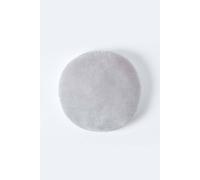 HOMESCAPES Light Grey Round Velvet Cushion Super Soft Cotton Velvet Luxury Filled Scatter Cushion Thick Plain Silver Accent Throw Pillow for Sofa and Bed Decoration, 40cm (15") Diameter