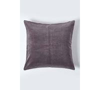 Homescapes Velvet Cushion Cover 100% Cotton, Soft & Machine Washable In Dark Grey Dark Grey 40cm x 40cm