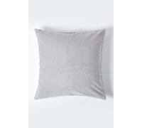 HOMESCAPES Light Grey Velvet Cushion Cover Super Soft Cotton Velvet Luxury Square Scatter Cushion Silver Accent Throw Pillow for Sofa and Bed Decoration with Hidden Zipper, 40 x 40cm