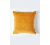 Homescapes Velvet Cushion Cover 100% Cotton, Soft & Machine Washable In Mustard Mustard 30cm x 50cm
