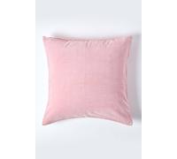 HOMESCAPES Pink Velvet Cushion Cover Super Soft Cotton Velvet Luxury Scatter Cushion Rectangle Plain Dusky Pink Accent Throw Pillow for Sofa and Bed Decoration with Hidden Zipper, 30 x 50 cm