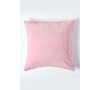 HOMESCAPES Pink Velvet Cushion Cover Super Soft Cotton Velvet Luxury Square Scatter Cushion Plain Dusky Pink Accent Throw Pillow for Sofa and Bed Decoration with Hidden Zipper, 40 x 40cm
