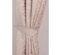 Homescapes Velvet Jacquard Curtain Tie Back Pair in Beige Homescapes Beige