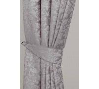 Homescapes Velvet Jacquard Curtain Tie Back Pair In Grey Grey One Size
